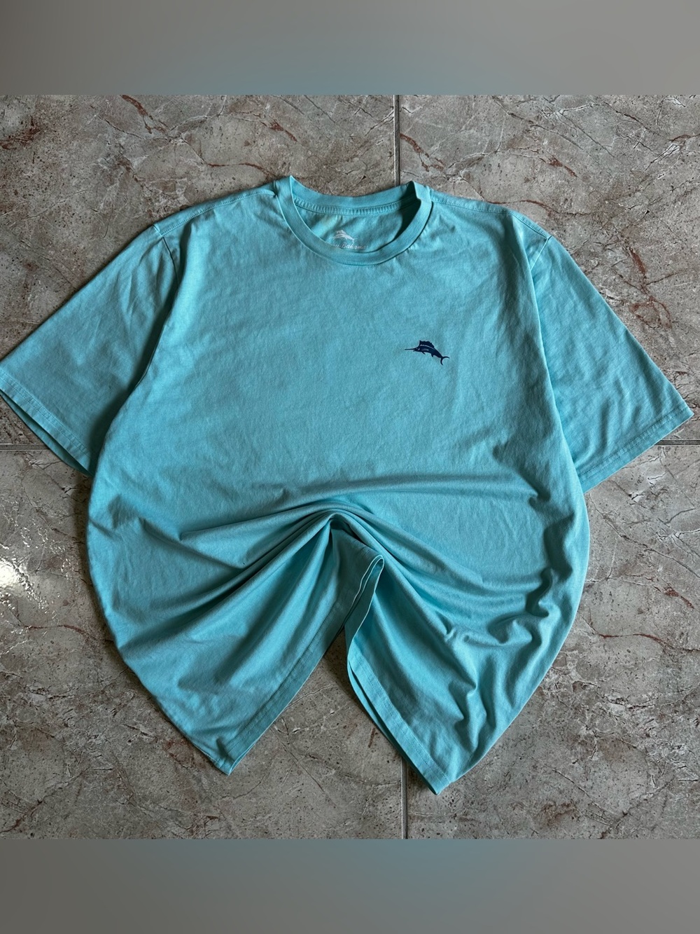 Tommy Bahama Aqua Short-Sleeve Tee with Navy Marlin
